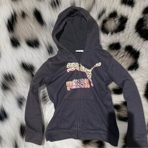 Y2K Puma Black Hoodie with Animal Print Logo
